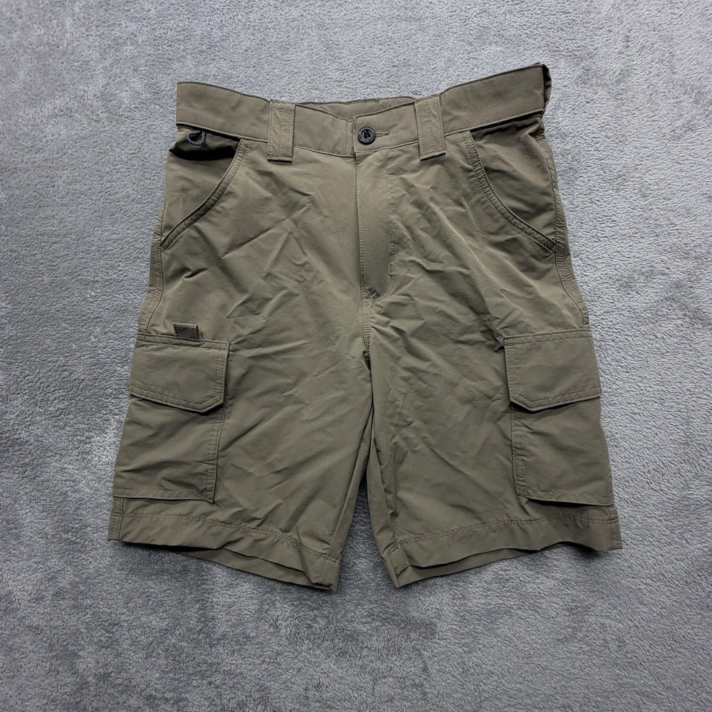 World Wide Sportsman Cargo Shorts Mens Measured 30x9 Green Nylon Stretch Outdoor